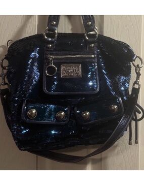 Coach Poppy Spotlight Navy Blue Sequin Women’s Shoulder Bag